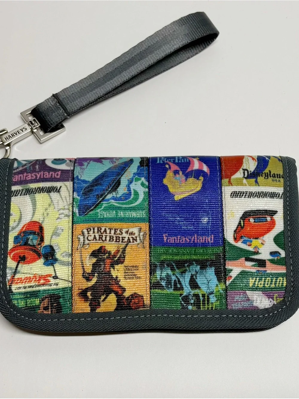 Harveys Black Multicolor Patchwork Disneyland Wristlet